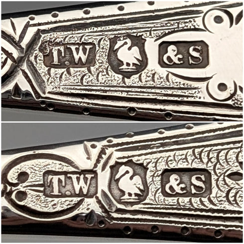 Mid-19th Century British Antique Silver Plated Christening Cutlery Pair in Case by Thomas Wilkinson